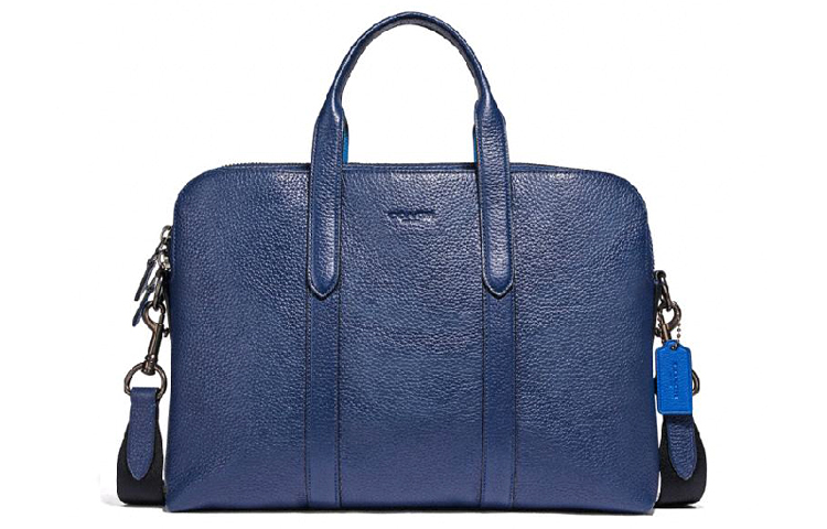 

COACH Кожаный портфель, сумка для ноутбука, сумка через плечо, большой размер, мужская, синяя