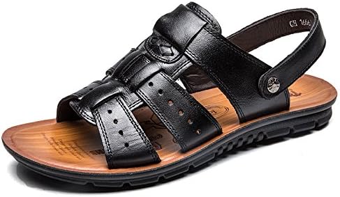 

Мужские модные повседневные кожаные сандалии для улицы, вождения и ходьбы, спортивная обувь, комфортная, легкая, пляжная обувь Generic, черный