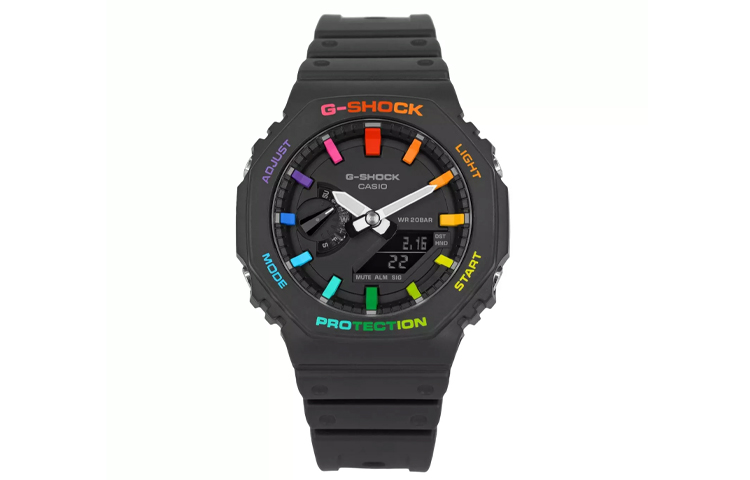 

CASIO Часы Men Liquid Crystal/Analog Dual Display Series Black Watch, Rainbow Color Scheme Watch Dial