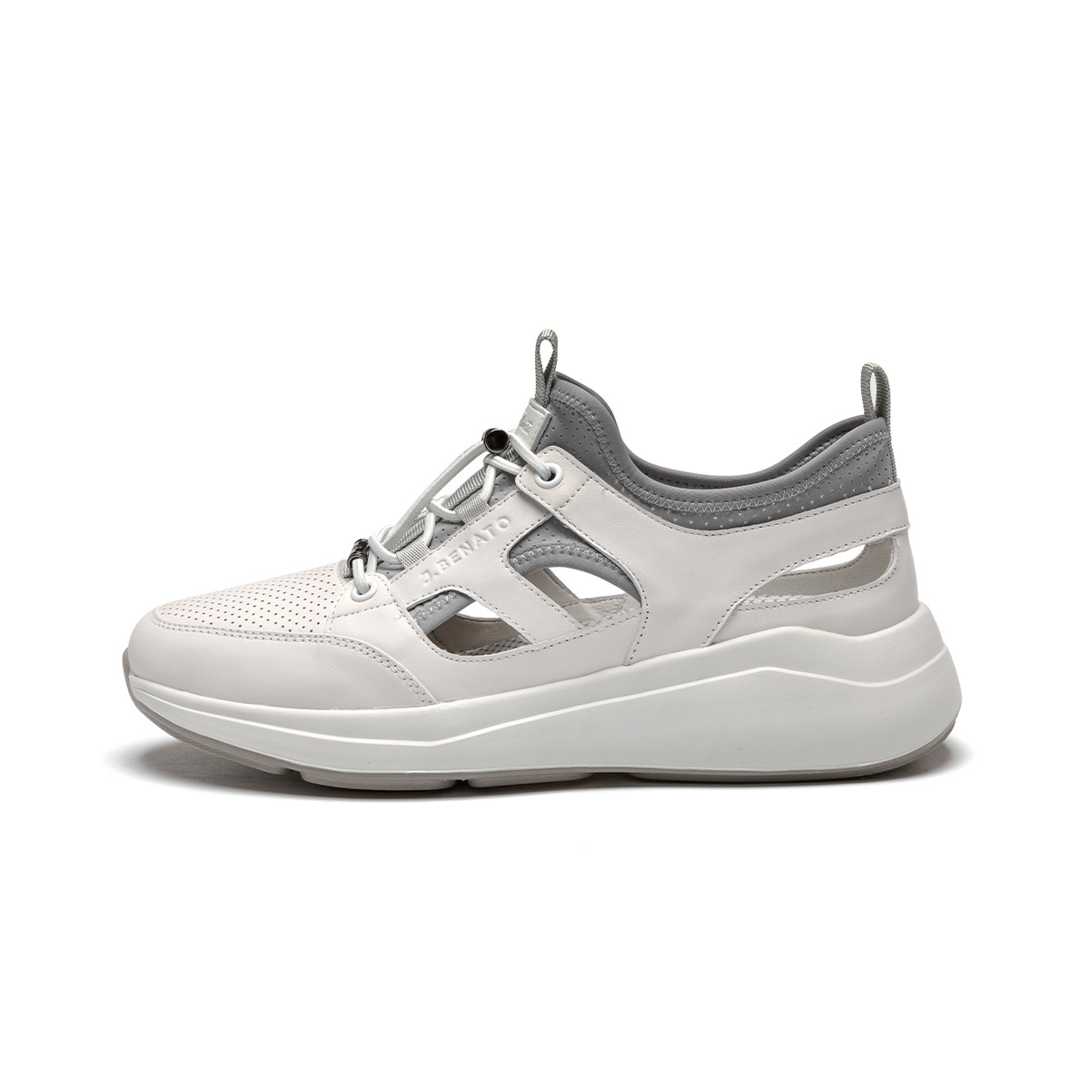 

J.BENATO Дышащие и легкие мужские низкие кеды Casual - белый+серый, цвет White+Gray