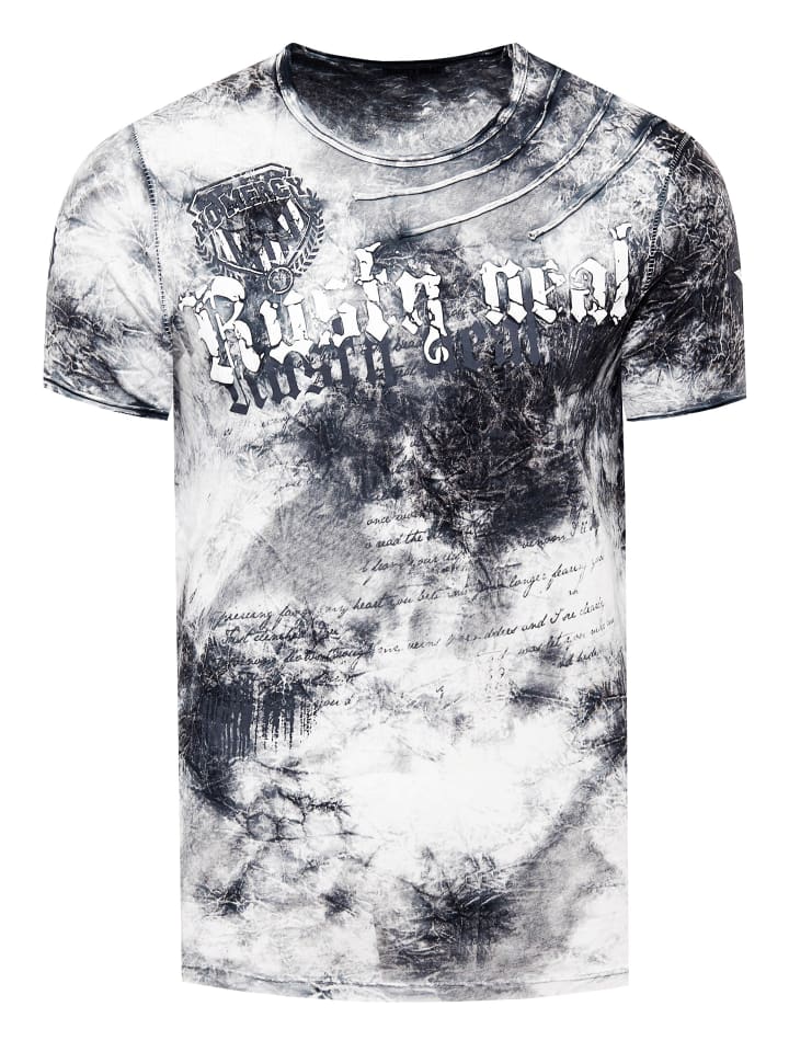 

Футболка с принтом тай-дай-батик в сером цвете с логотипом Rusty Neal