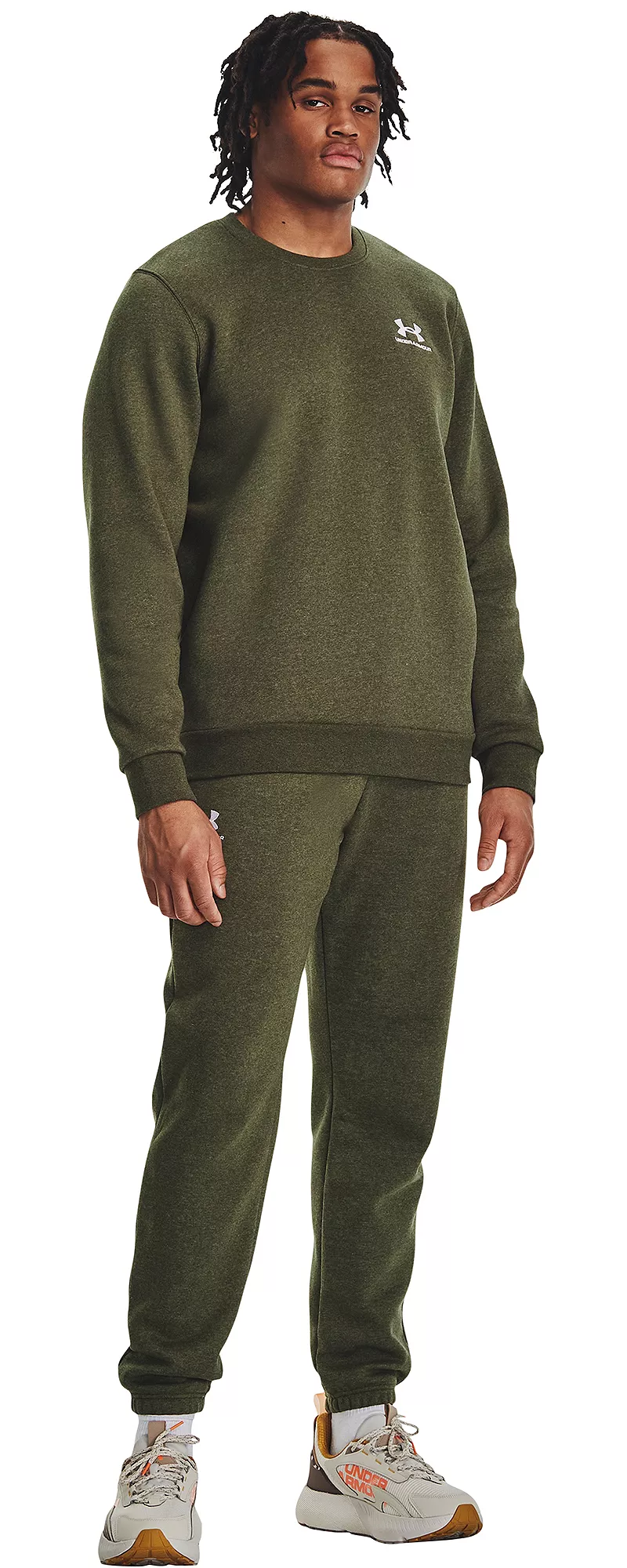 

Мужские флисовые джоггеры Under Armour Icon, цвет Marine Od Green/White