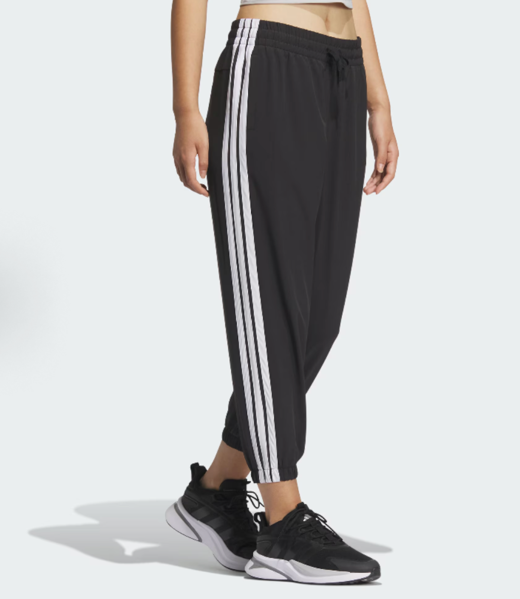(WMNS) Брюки Adidas 2-Stripes Woven 7/8 'Black' — фото 3