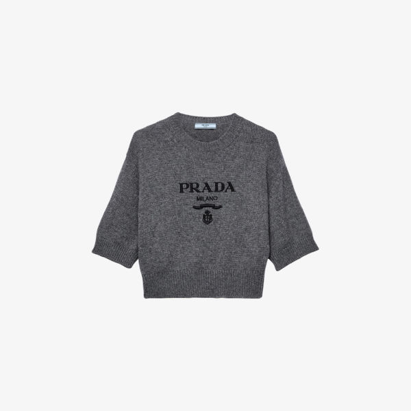 

Джемпер Prada с интарсией логотипа, серый