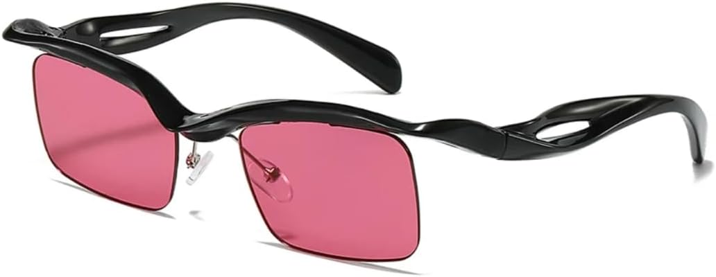 

Ретро уникальные солнцезащитные очки без оправы, модные, с прозрачными линзами цвета океана, защита от УФ-излучения UV400, мужские, в стиле панк, зеркальные солнцезащитные очки UUPTTPL, Black Purple