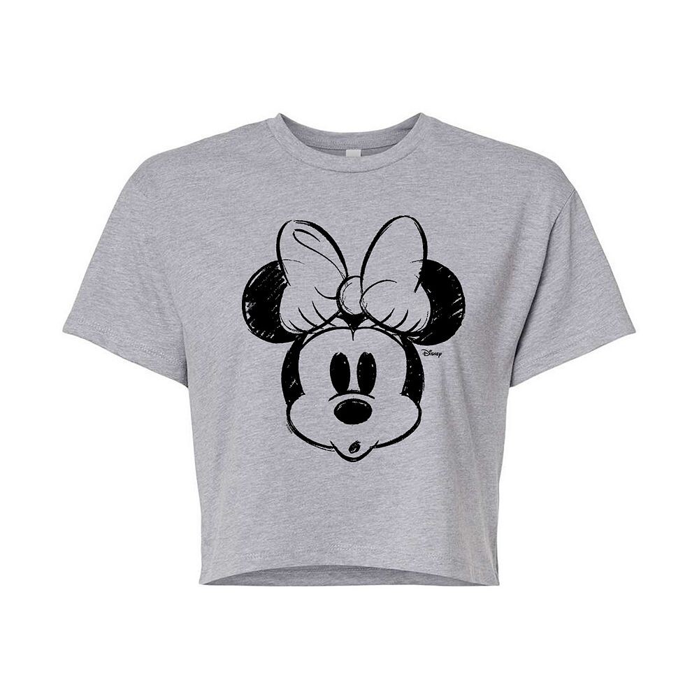 

Укороченная футболка Disney's Minnie Mouse Junior's Sketch Head, цвет Heather Gray