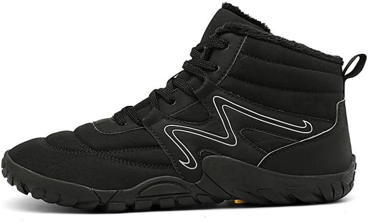 

Мужские снежные ботинки, мужские и женские снежные ботинки, зимняя обувь, водонепроницаемые зимние ботинки, широкая носочная часть, утепленные мехом, минималистичные кроссовки, противоскользящие Soft Time Toy, черный