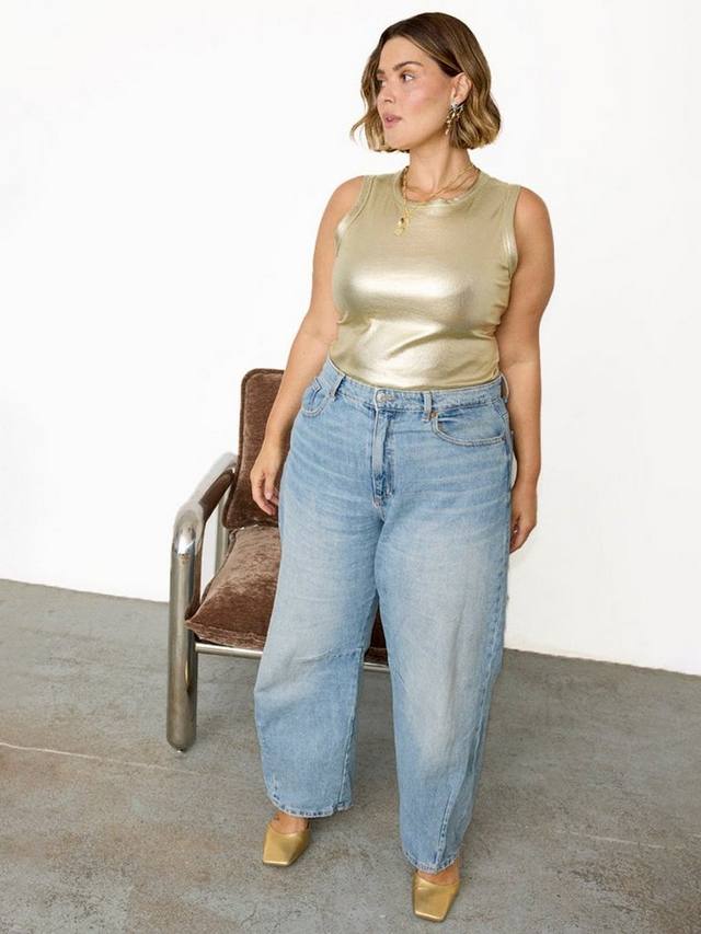 

Металлический ребристый топ Never Fully Dressed, Gold