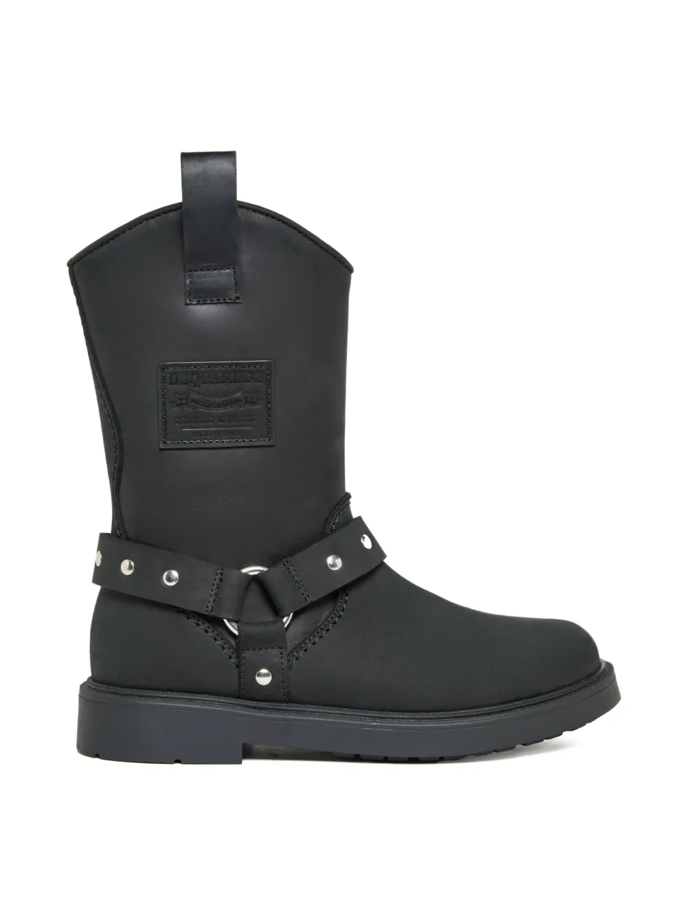 

Ботинки из кожи с пряжкой и застежкой-молнией DSQUARED2 KIDS, черный