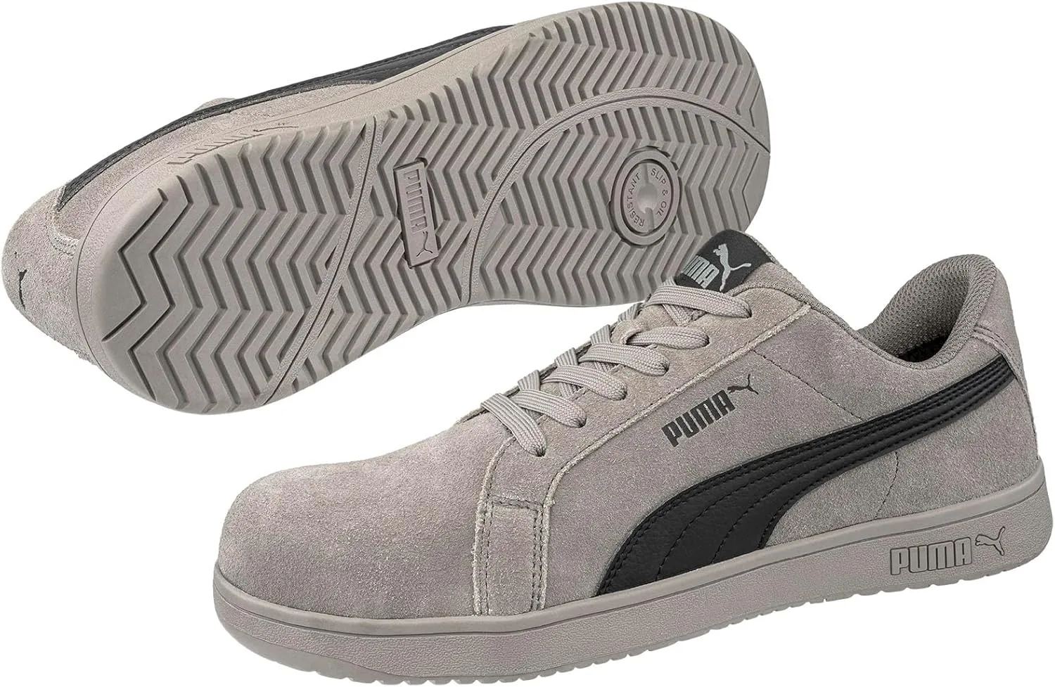 Защитные ботинки PUMA Safety Iconic Low S1PL ESD FO HRO SR - унисекс, нескользящие, неметаллические вставки зтекловолокна, черный/серый — фото 2