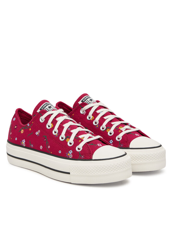 Тканевые кеды Chuck Taylor All Star Lift Platform Embroidered Floral Patchwork A15535C Converse, красный — фото 2
