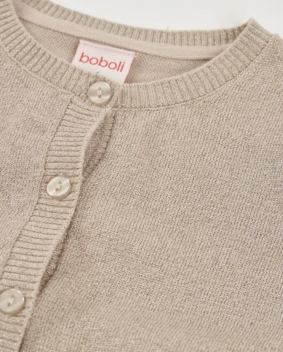Вязаная кофта для девочки Boboli, бежевый — фото 2