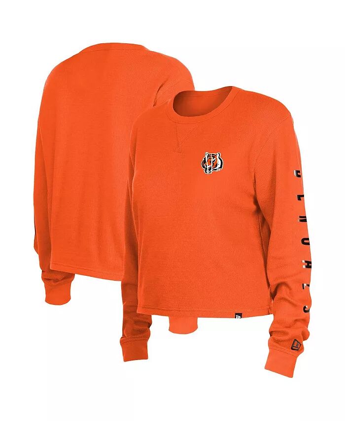 

Женская оранжевая футболка Cincinnati Bengals Thermal Crop с длинным рукавом New Era