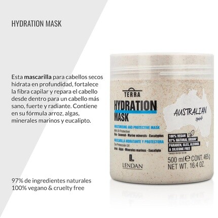 LENDAN Увлажняющая маска для волос Terra Hydration Mask 500 мл для сухих и поврежденных волос Увлажняет и восстанавливает Предотвращает выпадение волос Предотвращает вьющиеся волосы — фото 2