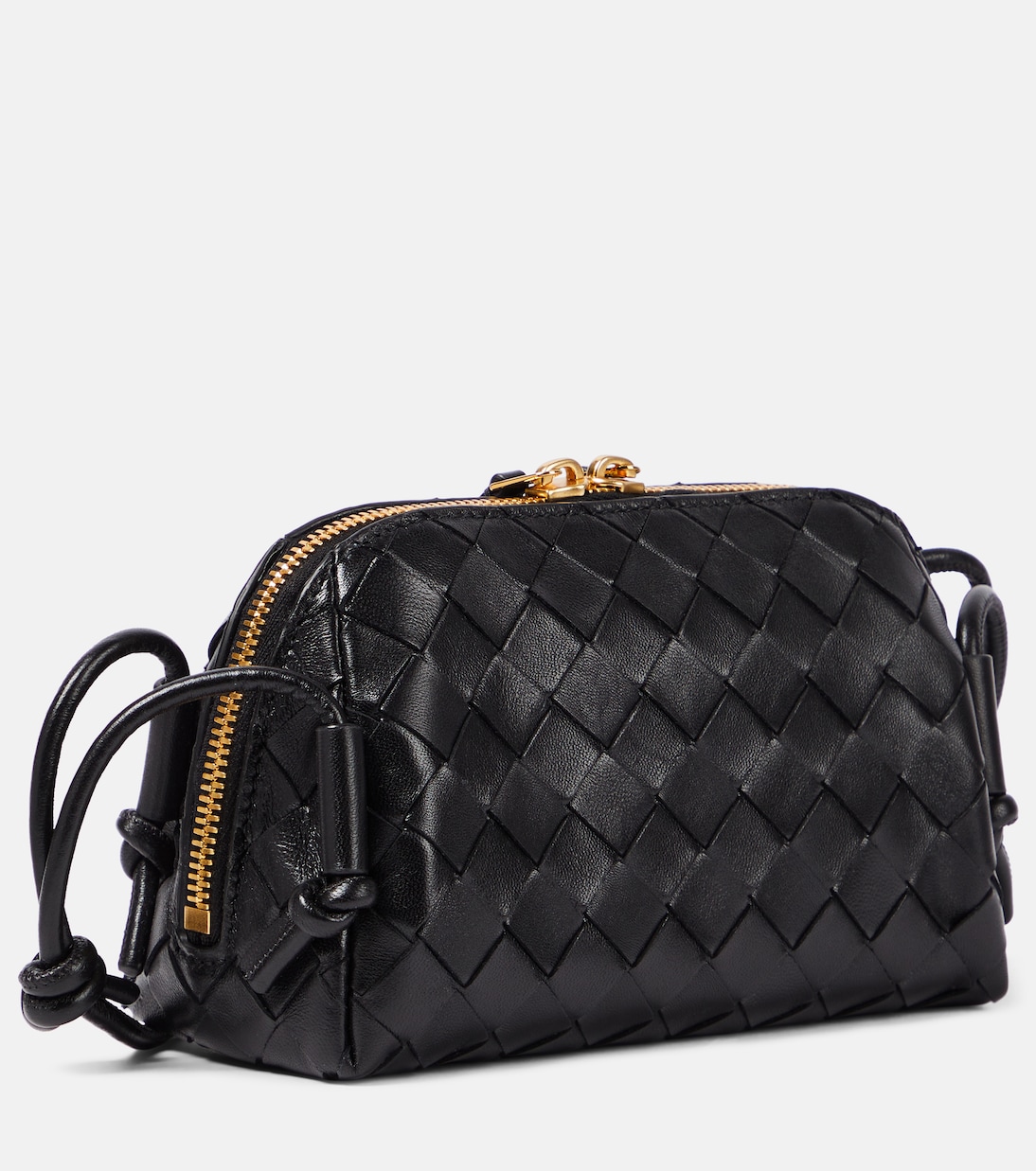 Концертный мини-кошелек Intrecciato из кожи Bottega Veneta, Black-Gold — фото 4