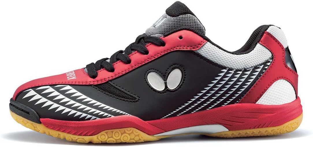 

Теннисные кроссовки Butterfly Lezoline Gigu - отличная амортизация, высокая сцепляемость, стабильность, износостойкость, профессиональные соревновательные обувь для настольного тенниса, черный/красный