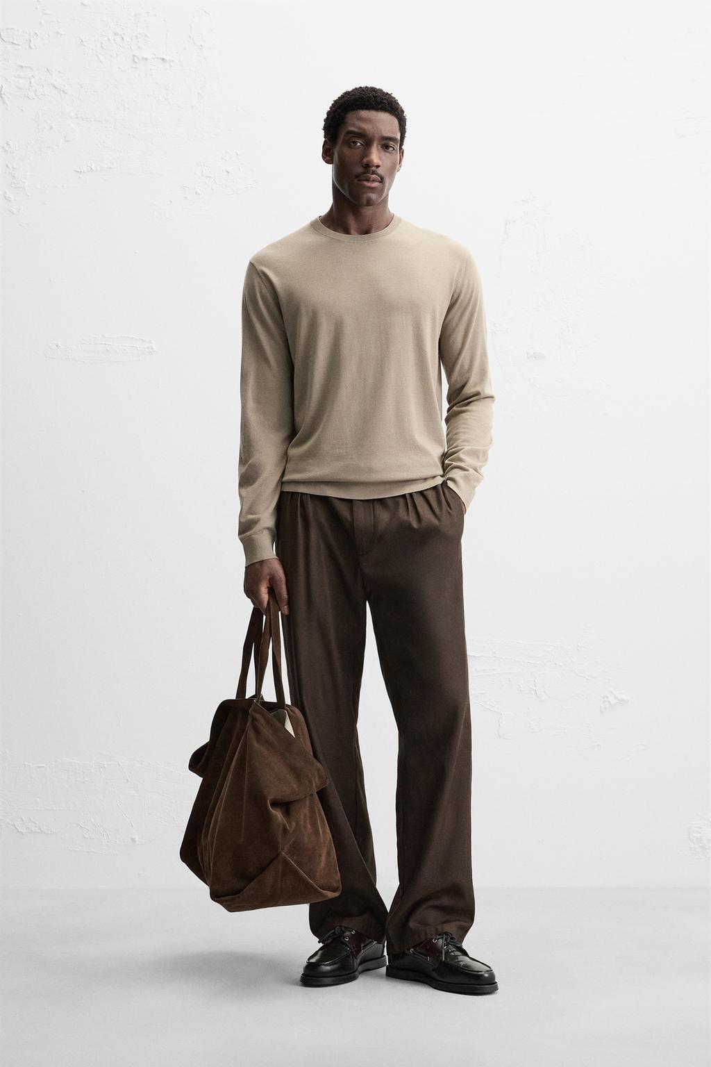 

Легкий свитер из 100% шерсти ZARA, бежевый