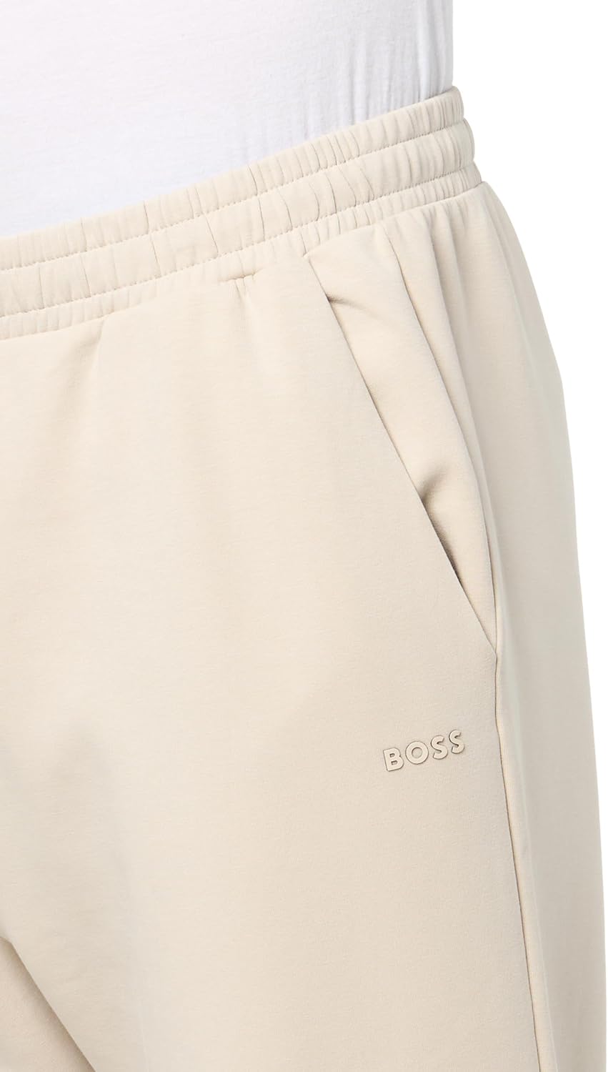 BOSS Мужские тоновые хлопковые спортивные штаны Regular Fit, Oat Cream — фото 3