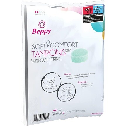 

Тампоны Beppy DRY Soft + Comfort, 30 шт. в гигиеничной упаковке без завязок для большей свободы во время менструации