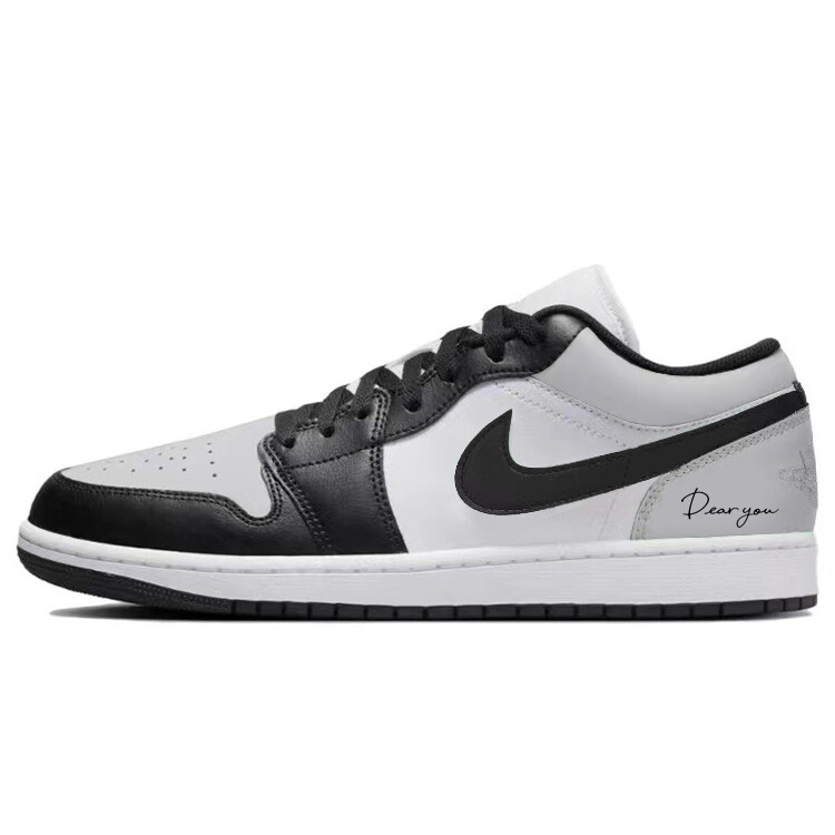 Кроссовки Air Jordan 1 Vintage Basketball Shoes Men Low-top Black/grey/white, черный