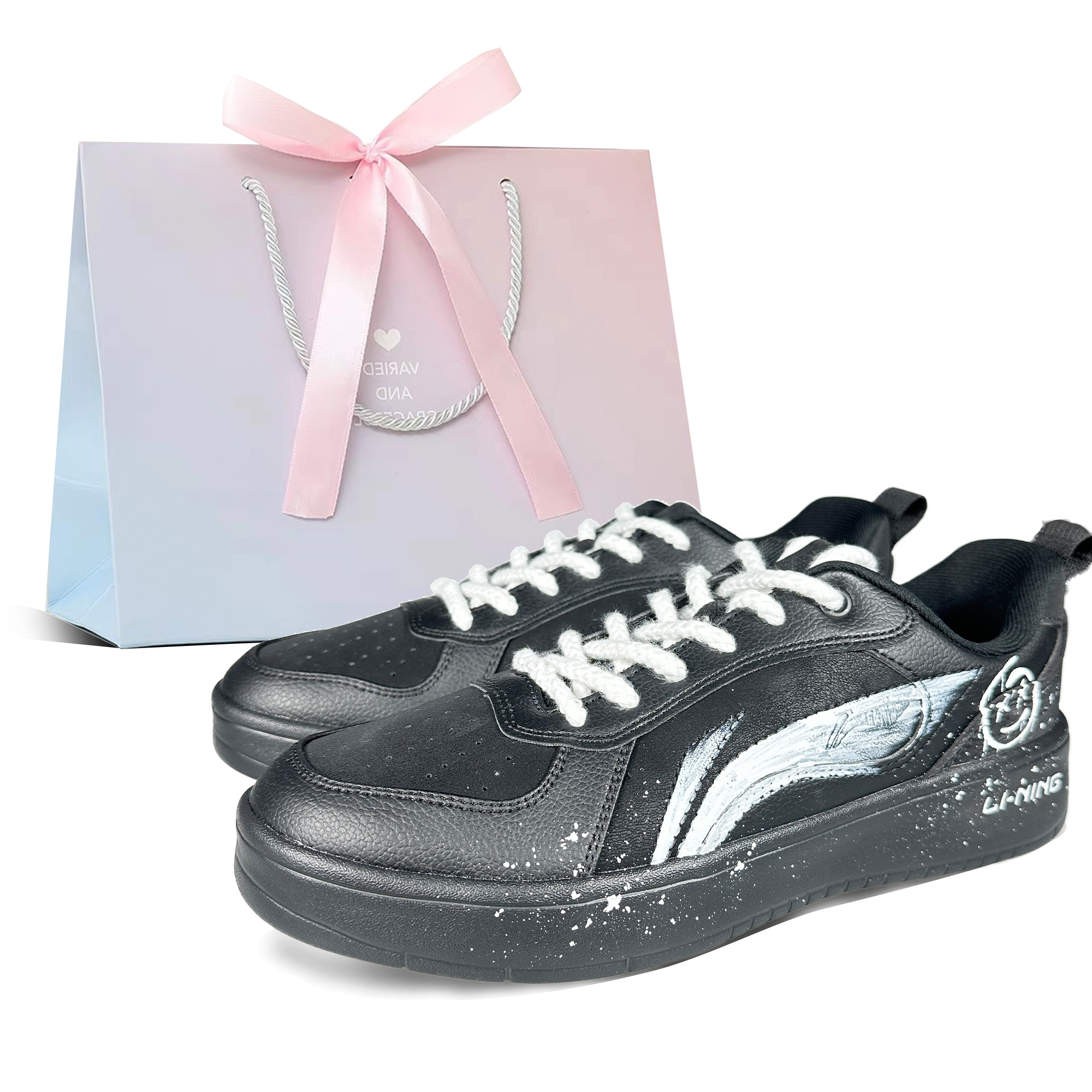 

LINING Кроссовки для скейтбординга Spike Years с амортизацией, износостойкие, низкие, мужские, черные