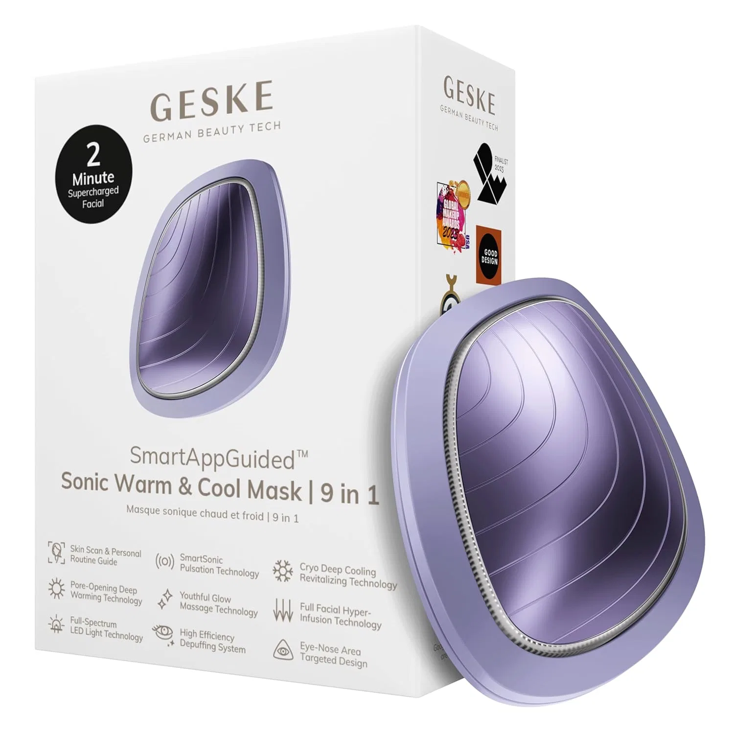 Маска для лица Geske — LED- «SmartAppGuided Sonic Warm & Cool Mask 9 in » от , Purple