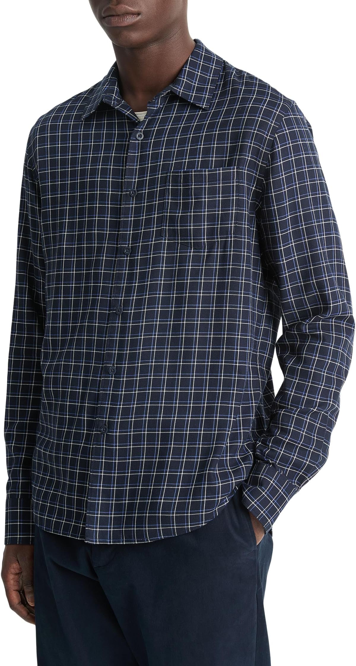 

Футболка Vince Ynez Plaid Long Sleeve, цвет Coastal/Faded Cobalt