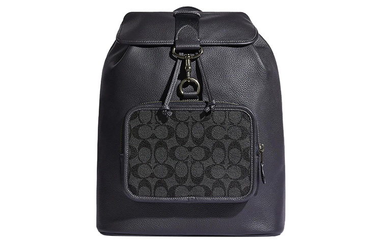 

COACH Сумка рюкзак из прорезиненного хлопка с тисненой кожей большая мужская черная