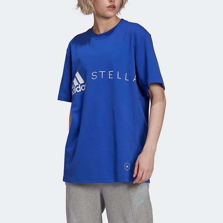Футболка Stella Mccartney X ASMC женская, кобальтово-синяя Adidas — фото 2