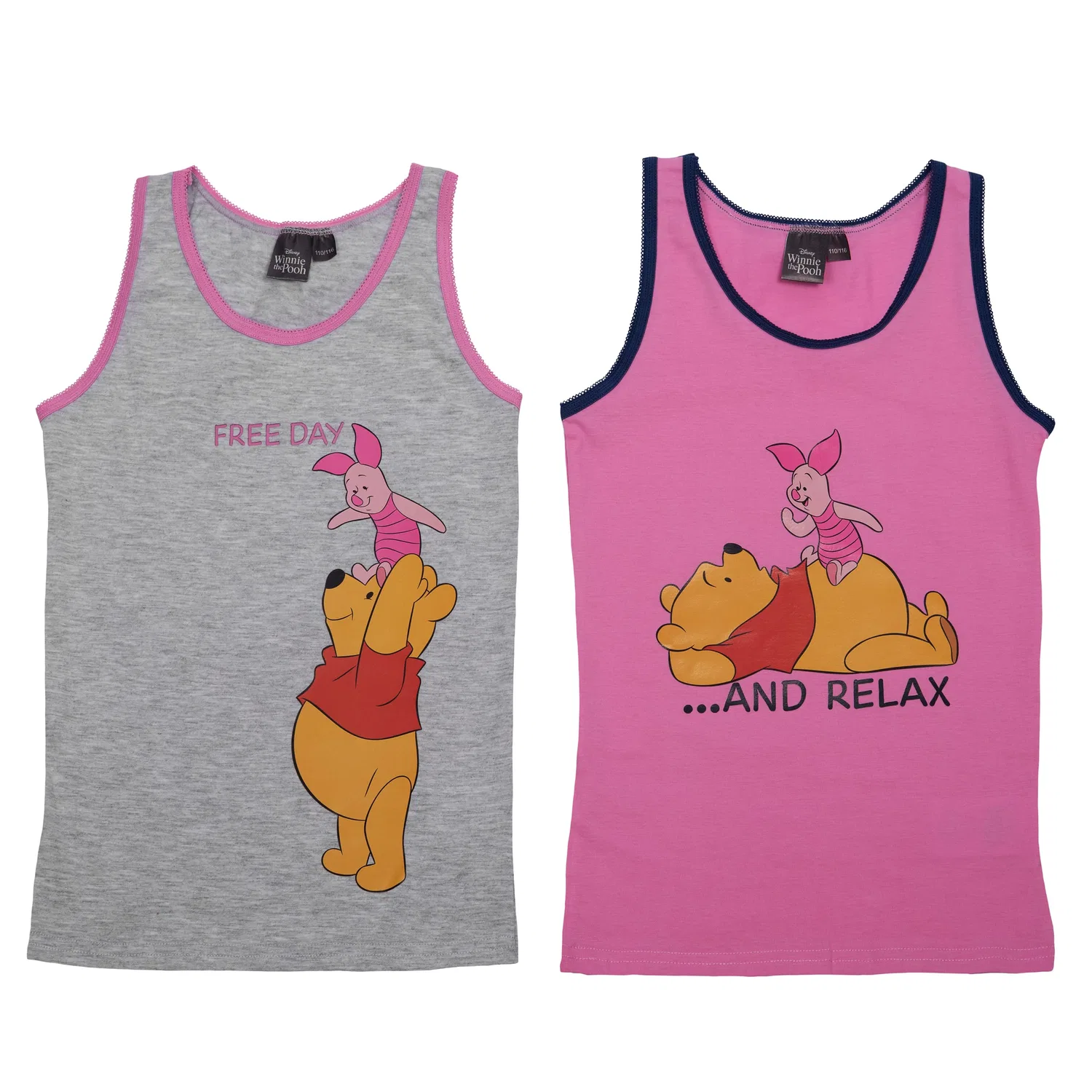 Набор из 2 детских маек Winnie Puuh Disney, серо-розовый