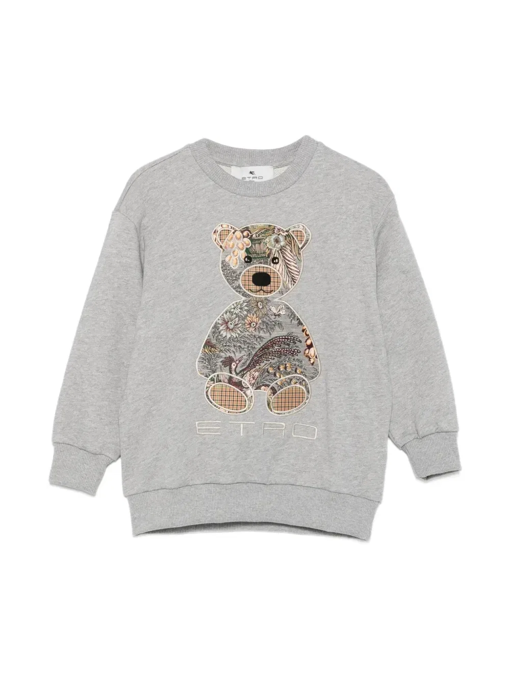 Толстовка с вышитым логотипом и нашивкой в виде медведя ETRO KIDS, серый