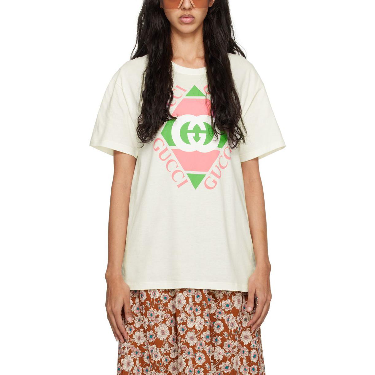 Футболка с принтом Vintage Logo GUCCI, белый — фото 4