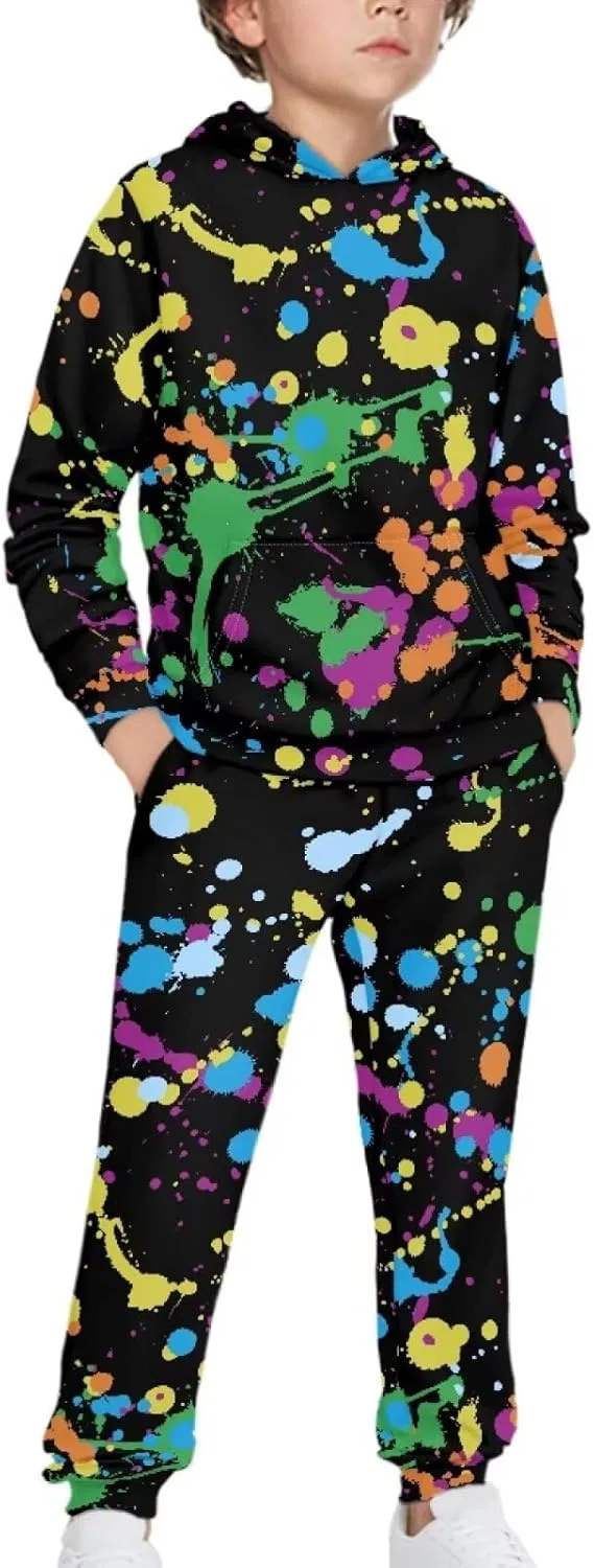 Детский спортивный костюм YECARYPOD, толстовка и джоггеры, Color Splatter — фото 3