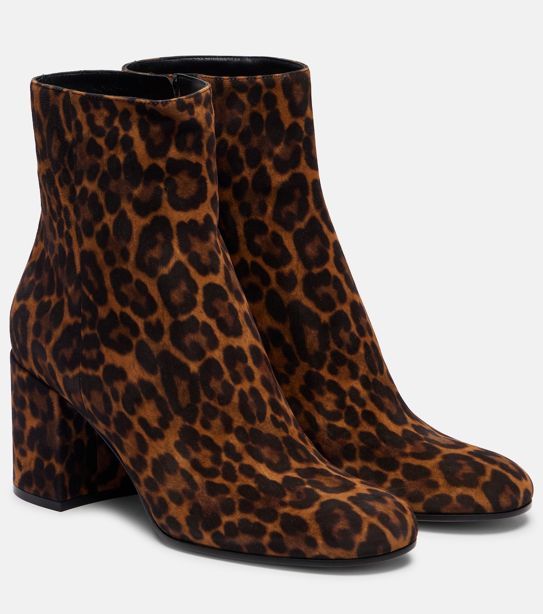 Joelle 70 ботинки до щиколотки из замши с леопардовым принтом Gianvito Rossi, Almond Leopard Print
