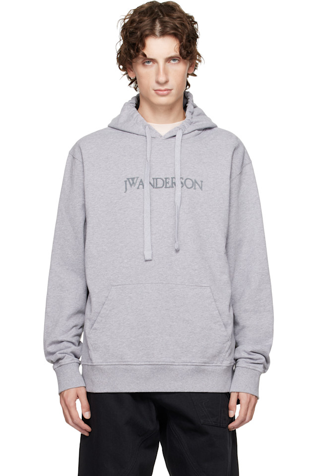 

Jw Anderson Худи с вышитым логотипом серого цвета