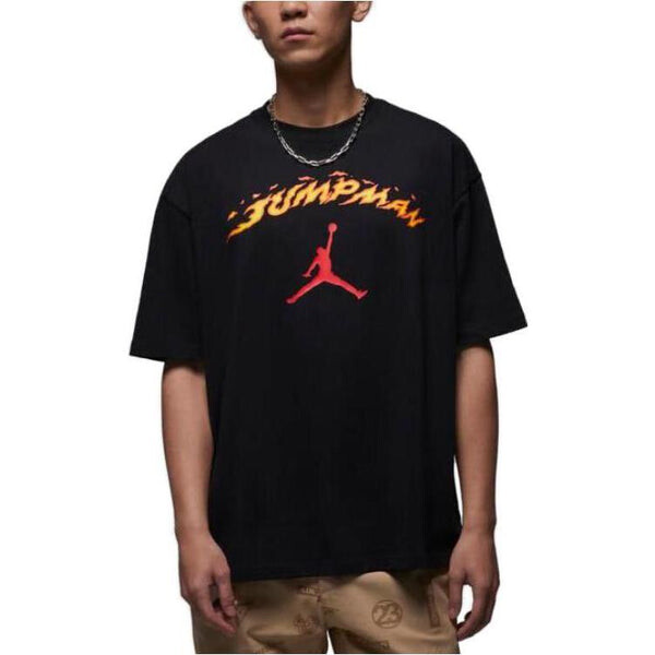 Футболка Air Jordan Fire Jumpman Logo T-Shirt 'Black', черный — фото 4