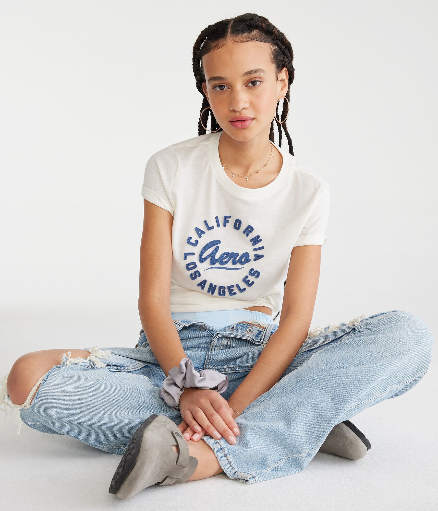 

Футболка с графической аппликацией Aeropostale Cali, цвет floral white