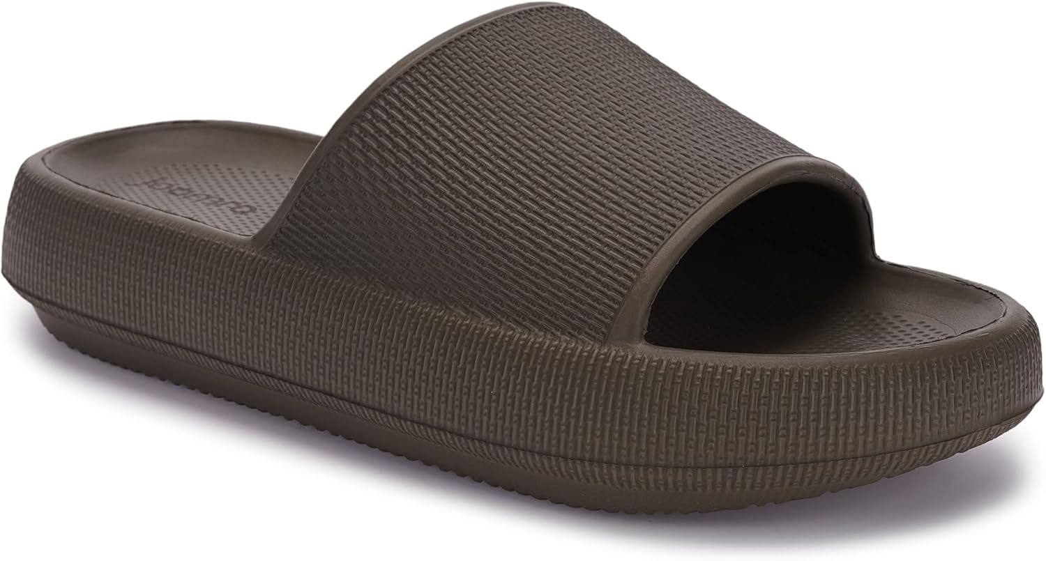 

Тапочки-подушки Joomra для женщин и мужчин, противоскользящие, быстросохнущие для душа, шлепанцы для ванной, Суперподушка, Толстая подошва, шоколадный