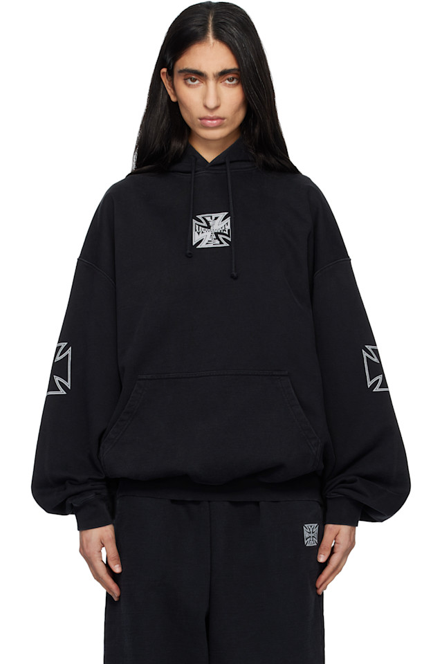 

Худи с логотипом тройного байкерского креста Vetements, черный