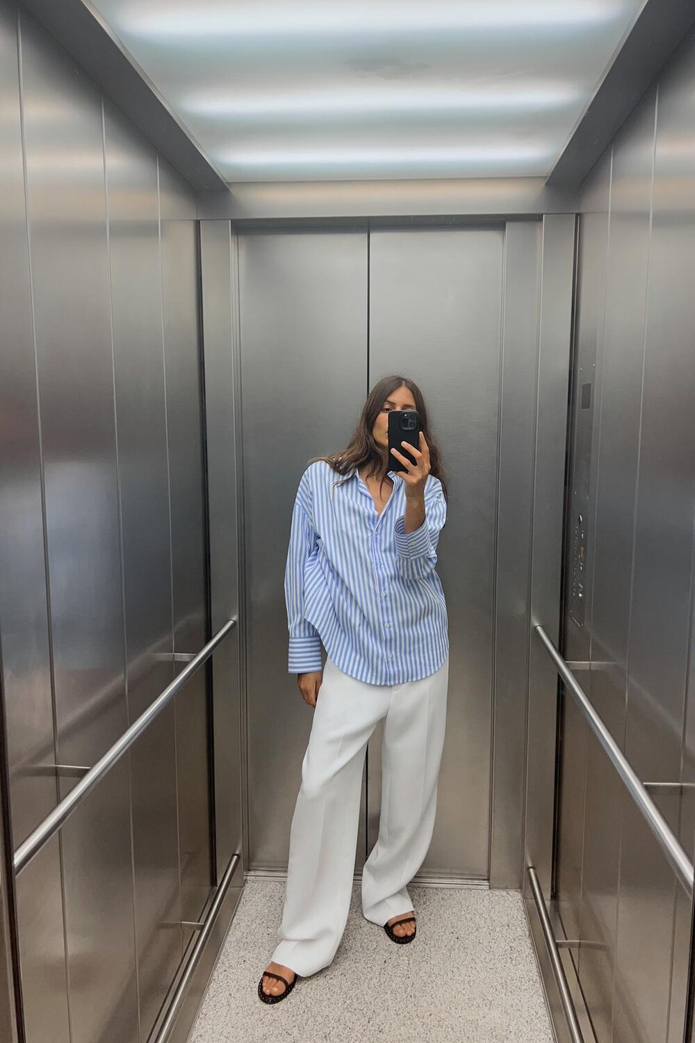 

Базовая рубашка из поплина ZARA, синий