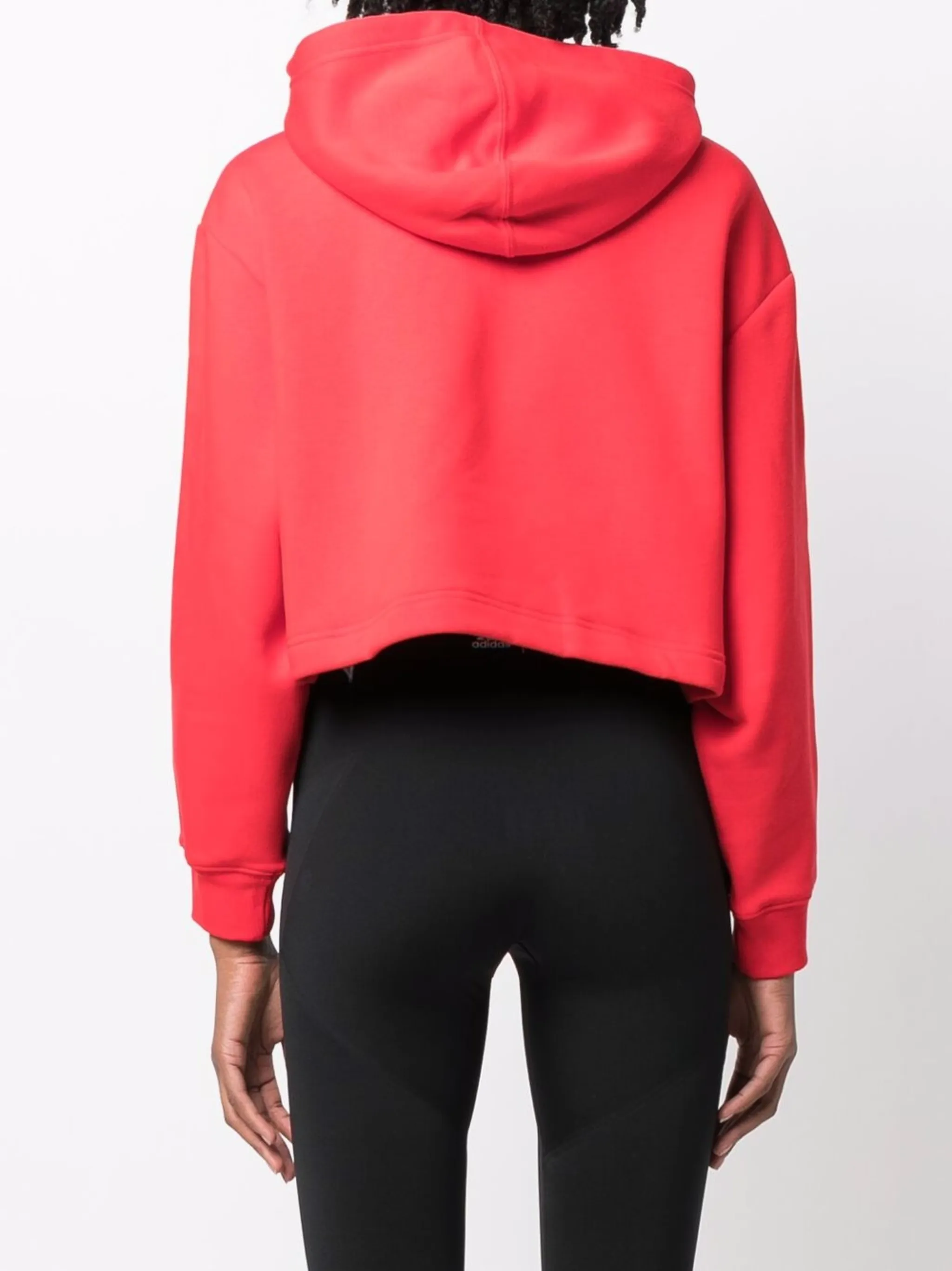 Укороченное худи с декором Trefoil Adidas, красный — фото 4