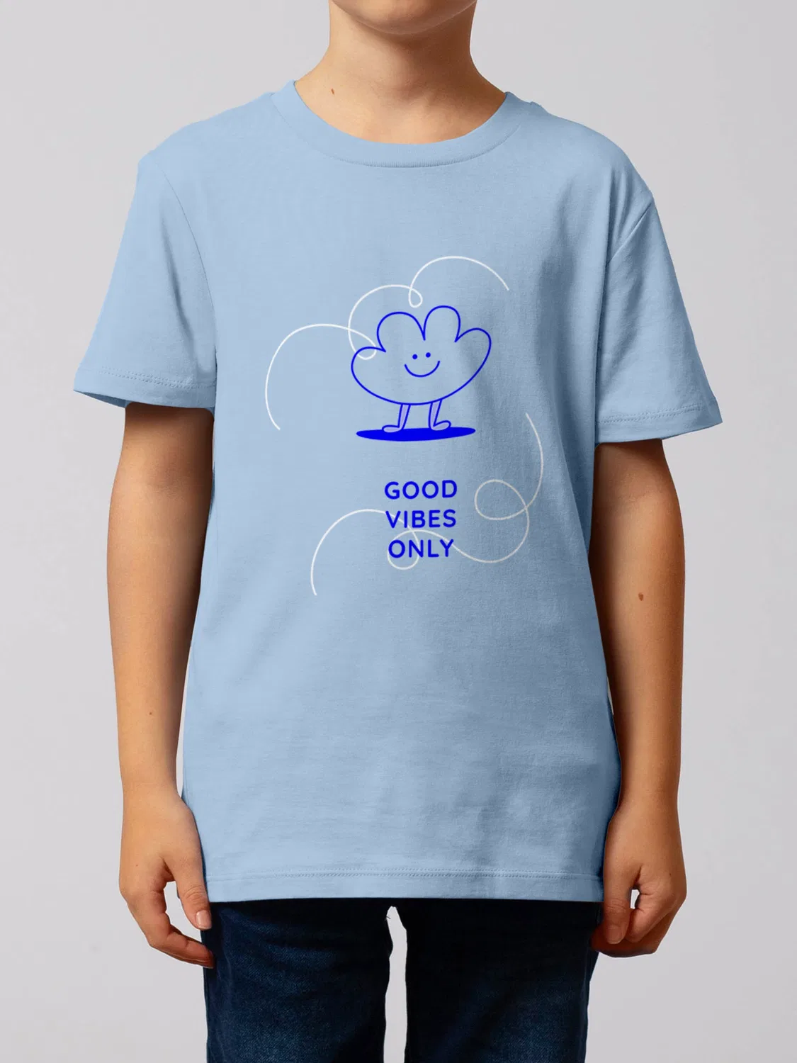 Футболка с надписью 'Только позитивные эмоции' Watabout.Kids, Blue/Light Blue — фото 3