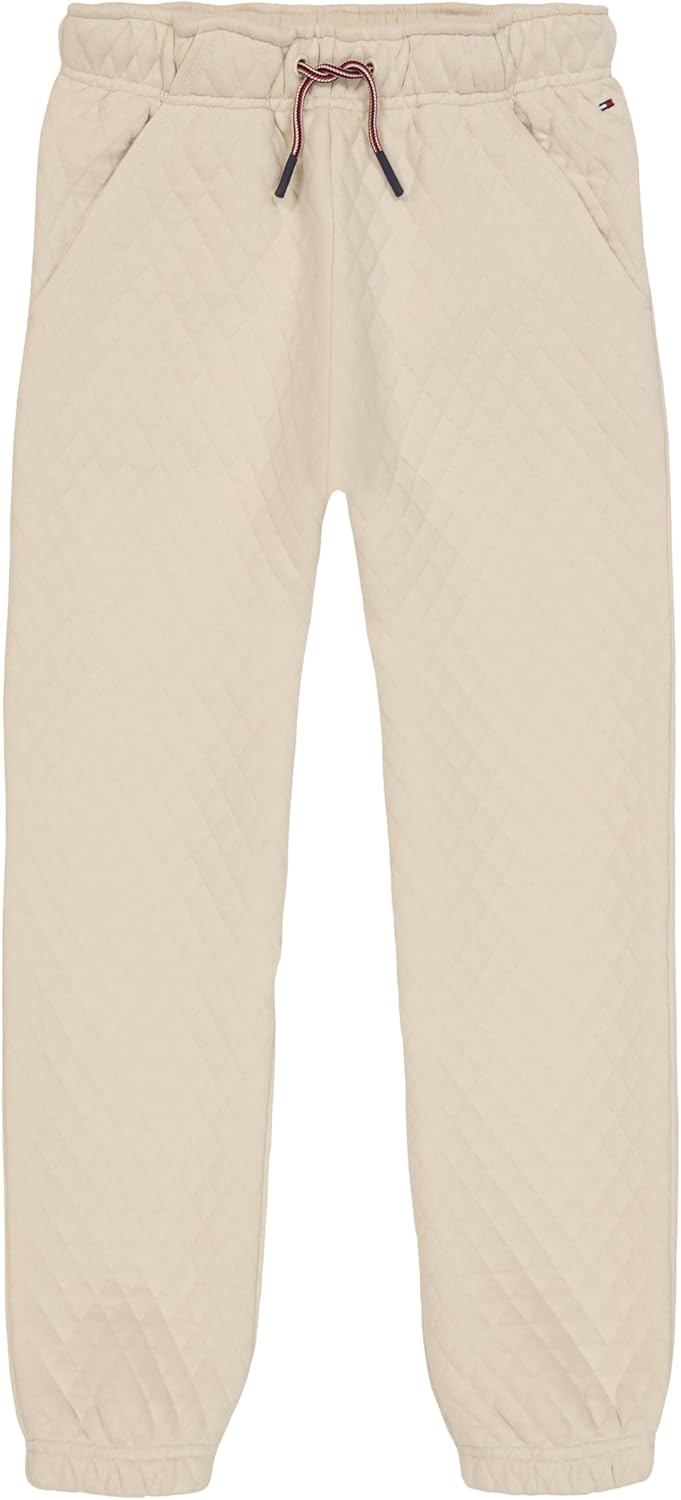 

Флисовые спортивные брюки Tommy Hilfiger для девочек с ребристыми манжетами и функциональными боковыми карманами, White Swan
