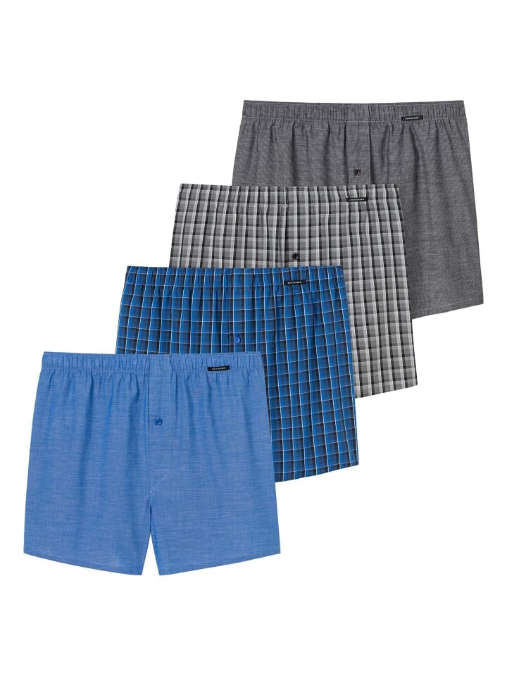 

Трусы боксеры Schiesser Web-Boxershorts 4er Pack, цвет Grau/Blau