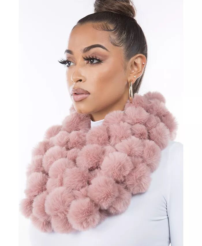 

Женский уютный роскошный шарф с помпоном из искусственного меха Marcus Adler, коричневый/бежевый