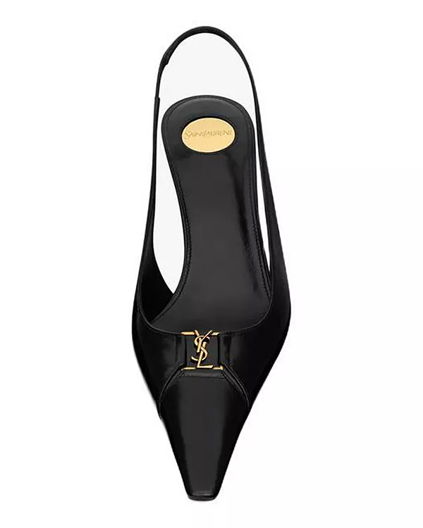 Женские туфли-лодочки Babylone Breteuil с открытой пяткой Saint Laurent, черный — фото 4