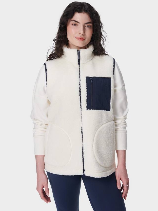 

Жилет с плюшевой воронкообразной горловиной Sweaty Betty, цвет Lily White