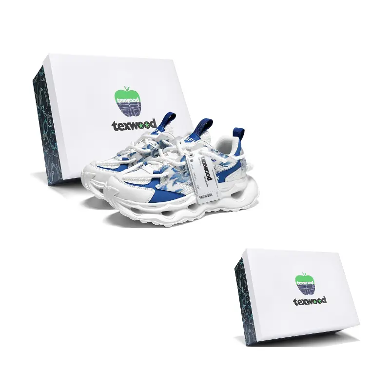 

TEXWOOD Низкие массивные кроссовки мужские коробка бело-голубая, цвет White Blue Box