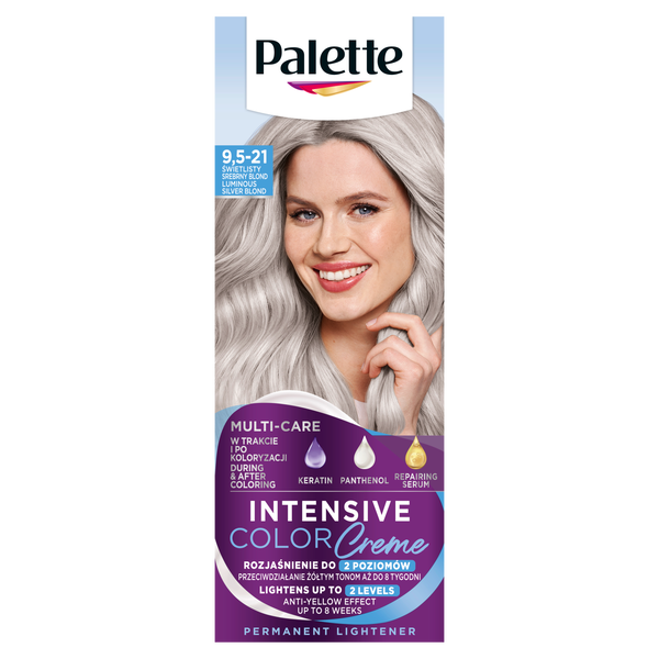 

Краска для волос 9.5-21 яркий серебристый блондин, 1 упаковка. Palette Intensive color creme, цвет 9.5-21 świetlisty srebrny blond