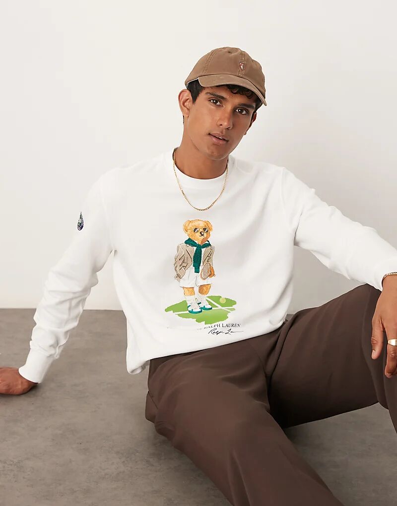 

Толстовка с принтом медведя Polo Ralph Lauren Wimbledon Capsule белого цвета